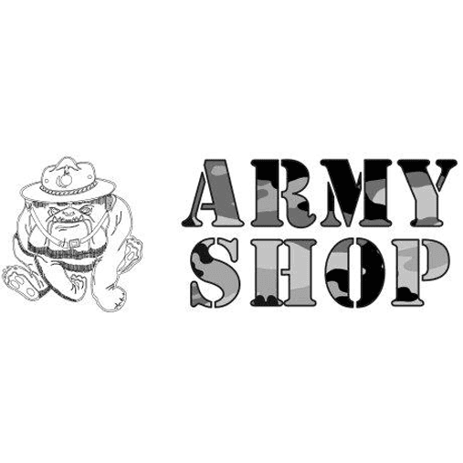 Army Shop — logo z bulldogiem
